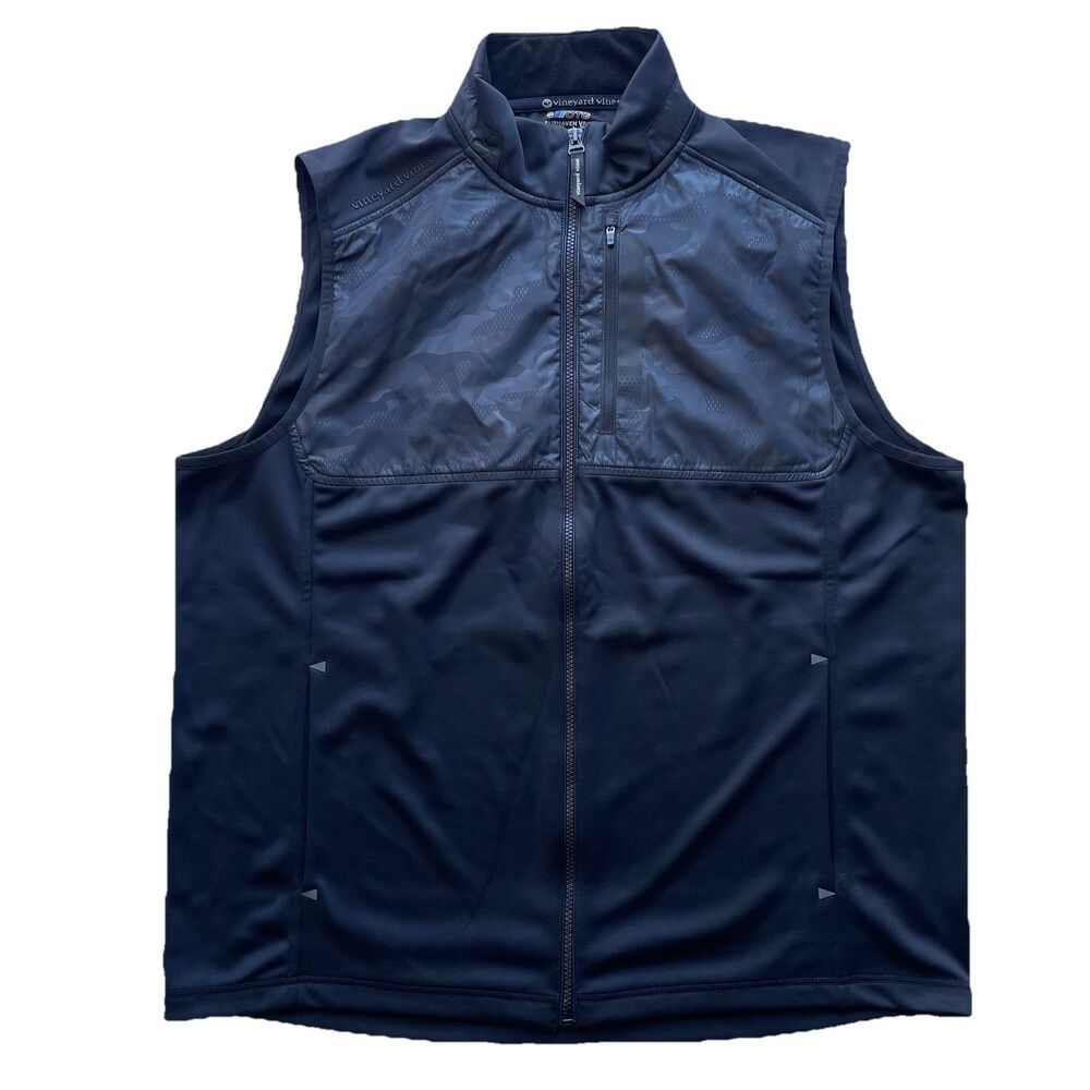 Vineyard Vines On The Go Fairhaven Golf Vest Full Zip Lightweight Jacket Black